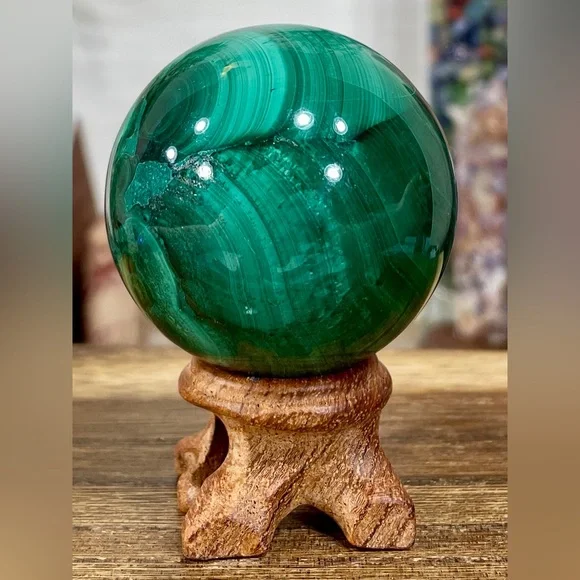 2155 Malachite Crystal Sphere - Picture 7 of 11